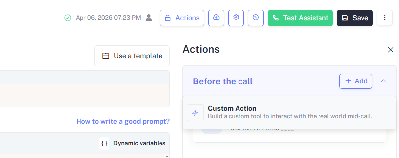 before the call assistant