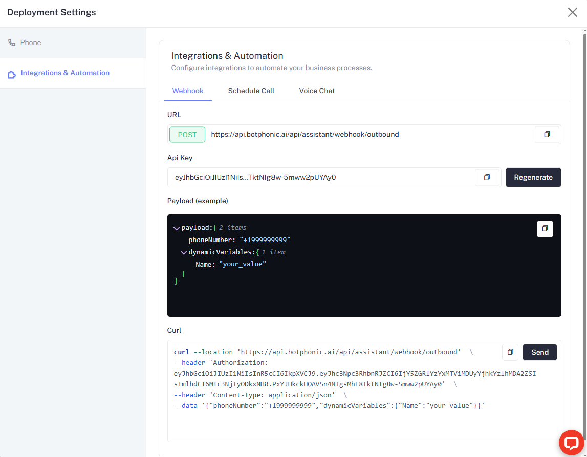 integration automation webhook